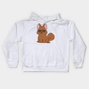 Brown dog wearing sunglasses Kids Hoodie